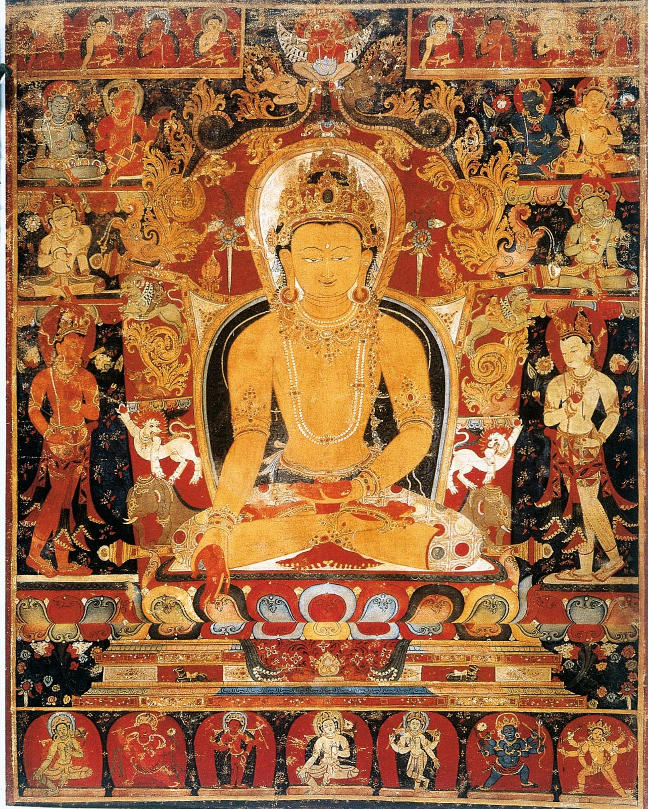 Nepali Painting of Ratnasambhava at Los Angeles County Museum of Art from 12th CE.