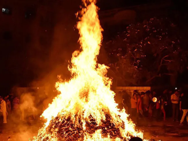 Bon-fire during Holi Celebration