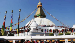 People circumambulating at Boudha Stupa on the occasion of Temal Jatra.
