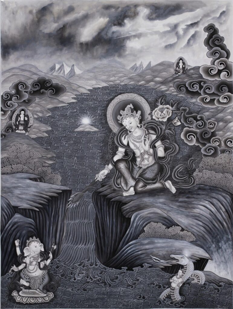 Bodhisattva Manjushri cutting the Chobhar gorge