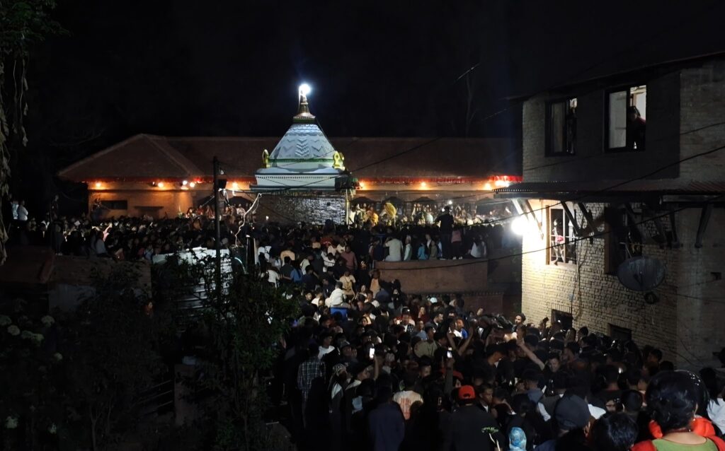Deities procession at Thimi on the New Year's Eve.