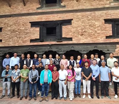 HAC exhibition at Patan Museum. A group picture with the founding members, curatorial team, and artists.