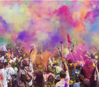 Crowd celebrating Holi In Kathmandu