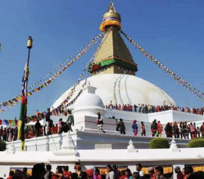 People circumambulating at Boudha Stupa on the occasion of Temal Jatra.